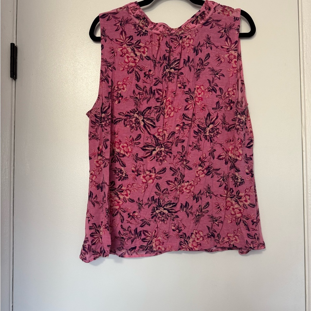 LOFT Pink Floral V-Neck Blouse - Picture 5 of 5